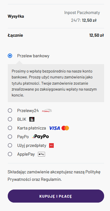 Metody płatności Przelewy24 WooCommerce